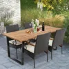Hivvago 5 Pieces Patio Rattan Dining Set With Umbrella Hole For Poolside Backyard