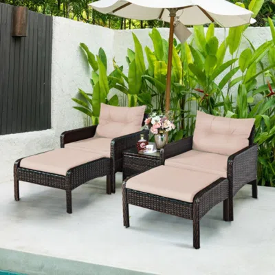 Hivvago 5 Pieces Patio Rattan Furniture Set Sofa In Blue