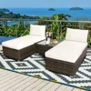 Hivvago 5 Pieces Patio Rattan Furniture Set With Cushioned Armless Sofa-turquoise