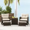 Hivvago 5 Pieces Patio Rattan Furniture With 2 Ottomans And Tempered Glass Coffee Table-black