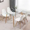 Hivvago 5 Pieces Rectangle Dining Table Set With 51 Inch Glass Tabletop-white