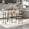 Hivvago 5 Pieces Wood Metal Dining Table Set With 4 Chairs-natural