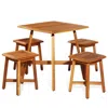Hivvago 5 Pieces Wood Patio Dining Set With Square Table And 4 Stools