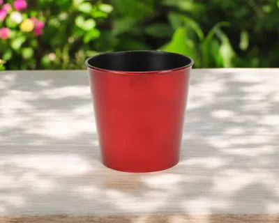 Hivvago 5" Red Recycled Plastic Indoor Outdoor Round Pot Planter