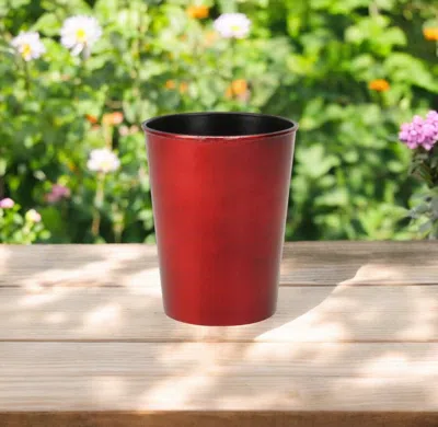 Hivvago 5" Red Recycled Plastic Indoor Outdoor Round Pot Planter
