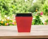 Hivvago 5" Red Recycled Plastic Indoor Outdoor Square Pot Planter In Red