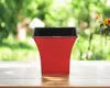 Hivvago 7" Red Recycled Plastic Indoor Outdoor Square Pot Planter