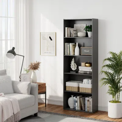Hivvago 5-shelf Storage Bookcase Modern Multi-functional Display Cabinet Furniture-black