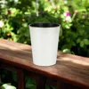 Hivvago 5" Silver Recycled Plastic Indoor Outdoor Round Pot Planter In White