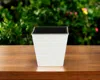 Hivvago 5" Silver Recycled Plastic Indoor Outdoor Square Pot Planter In White