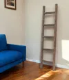 Hivvago 5 Step Rustic Espresso Gray Wood Ladder Shelf In Brown