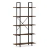Hivvago 5-tier 62 Inch Tall Vintage Industrial Bookcase With Open Storage Shelves-rustic Brown
