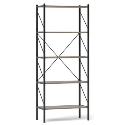 Hivvago 5-tier Bookshelf With Open Shelves And Heavy Duty Metal Frame In Black