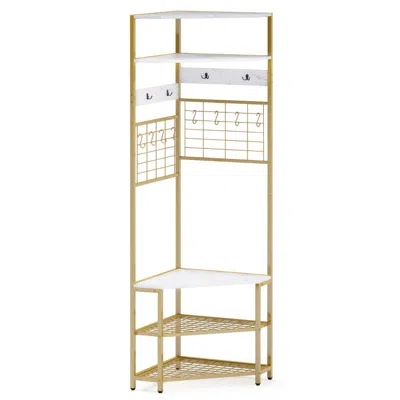 Hivvago 5-tier Corner Hall Tree With Shoe Storage Bench