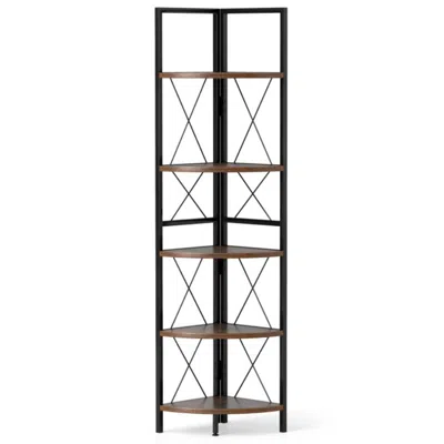 Hivvago 5-tier Freestanding Corner Shelf 63 Inch Tall Storage Rack In Black