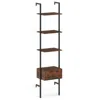 Hivvago 5-tier Ladder Bookcase With Drawer And Metal Frame For Study Home Office