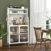 Hivvago 5-tier Metal Baker's Rack With See-through Flip-up Door And Pegboard-white