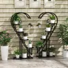 Hivvago 5 Tier Metal Plant Stand With Hanging Hook For Multiple Plants-white
