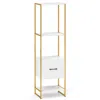 Hivvago 5-tier Narrow Bookcase With 4 Open Shelves And Storage Drawer
