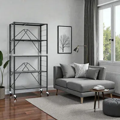 Hivvago 5-tier Rolling Foldable Storage Rack With Wheels In Gray