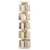 Hivvago 5-tier Rotating Bookshelf 360â° Display Rack With Dividers And Anti-falling Baffles In Brown