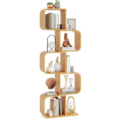 Hivvago 5-tier S-shaped Bookcase With 5 Open Cubes For Living Room