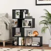 Hivvago 5-tier S-shaped Bookshelf Geometric Z-shelf Bookcase With Open Cubes-black