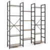 Hivvago 5-tier Triple Wide Heavy-duty Metal Frame Industrial Bookshelf-rustic Brown