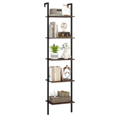 Hivvago 5 Tier Wall Mount Ladder Shelf With Anti-tipping Kits For Home Office