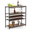 Hivvago 5-tier Wine Rack Table With Glasses Holder