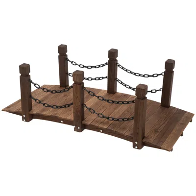 Hivvago 5' Wooden Garden Bridge With Arc & Chain Railings
