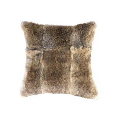 Hivvago 5" X 18" X 18" 100% Natural Rabbit Fur Hazelnut Pillow In Brown