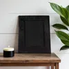 Hivvago 5" X 7" Black Cowhide Hanging & Tabletop Picture Frame With Mat In Black
