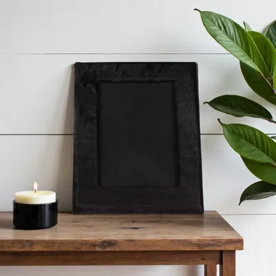 Hivvago 5" X 7" Black Cowhide Hanging & Tabletop Picture Frame With Mat