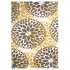 Hivvago 5' X 7' Grey Yellow Floral Woven Stain Resistant Polypropylene Area Rug In Multi
