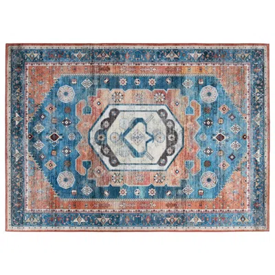 Hivvago 5 X 7 Inch Non-shedding Distressed Vintage Indoor Area Rug In Blue