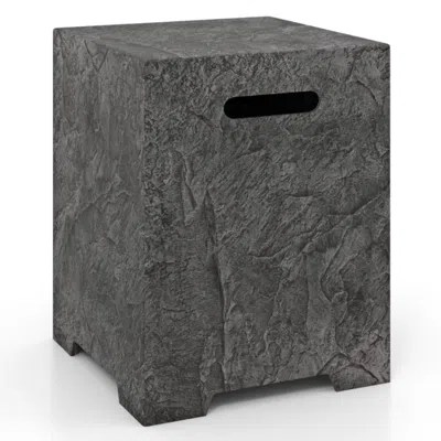 Hivvago 50 000 Btu Fire Pit Table Set With Hideaway Tank Holder And Lava Rocks In Gray