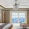 Hivvago 50 Inch Electric Crystal Ceiling Fan With Light Adjustable Speed Remote Control-silver