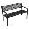 Hivvago 50 Inch Garden Bench With Patterned Backrest And Curved Armrests For 2-3 Person-black In Black