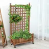Hivvago 50 Inch Wood Planter Box With Trellis Mobile Raised Bed For Climbing Plant