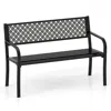 Hivvago 50 Inches Outdoor Garden Bench With Geometric Lattice Backrest And Slatted Seat