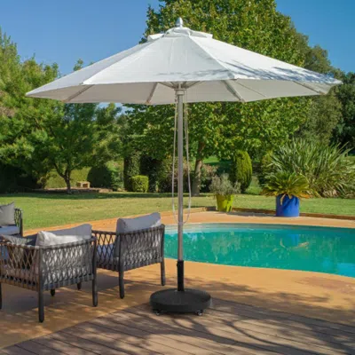 Hivvago 50 Lbs Patio Wicker Style Resin Umbrella Base Stand Heavy Duty With Wheels
