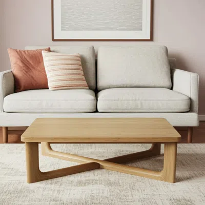 Hivvago 50" Natural Solid Wood Cross Legs Coffee Table In Brown