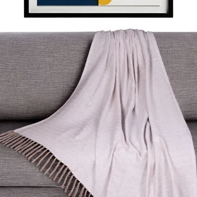 Hivvago 50" X 60" Beige And Brown Woven Cotton Herringbone Throw Blanket With Fringe In Purple