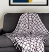 Hivvago 50" X 60" Black And Off White Cotton Woven Plaid Throw Throw Blanket With Fringe In White