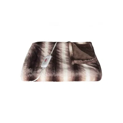 Hivvago 50" X 60" Brown And White Modern Contemporary Heated Throw Blankets