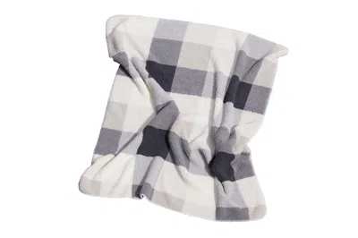 Hivvago 50" X 60" Gray And Ivory Faux Sherpa Plaid Throw Blanket