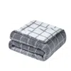 Hivvago 50" X 60" Gray And White Velvet Quilted Plaid Plush Throw Blanket In Gray
