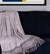 Hivvago 50" X 60" Gray Woven Cotton Striped Throw Blanket With Tassels And Embroidery In Purple
