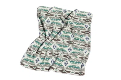 Hivvago 50" X 60" Ivory Gray And Green Faux Sherpa Southwestern Throw Blanket